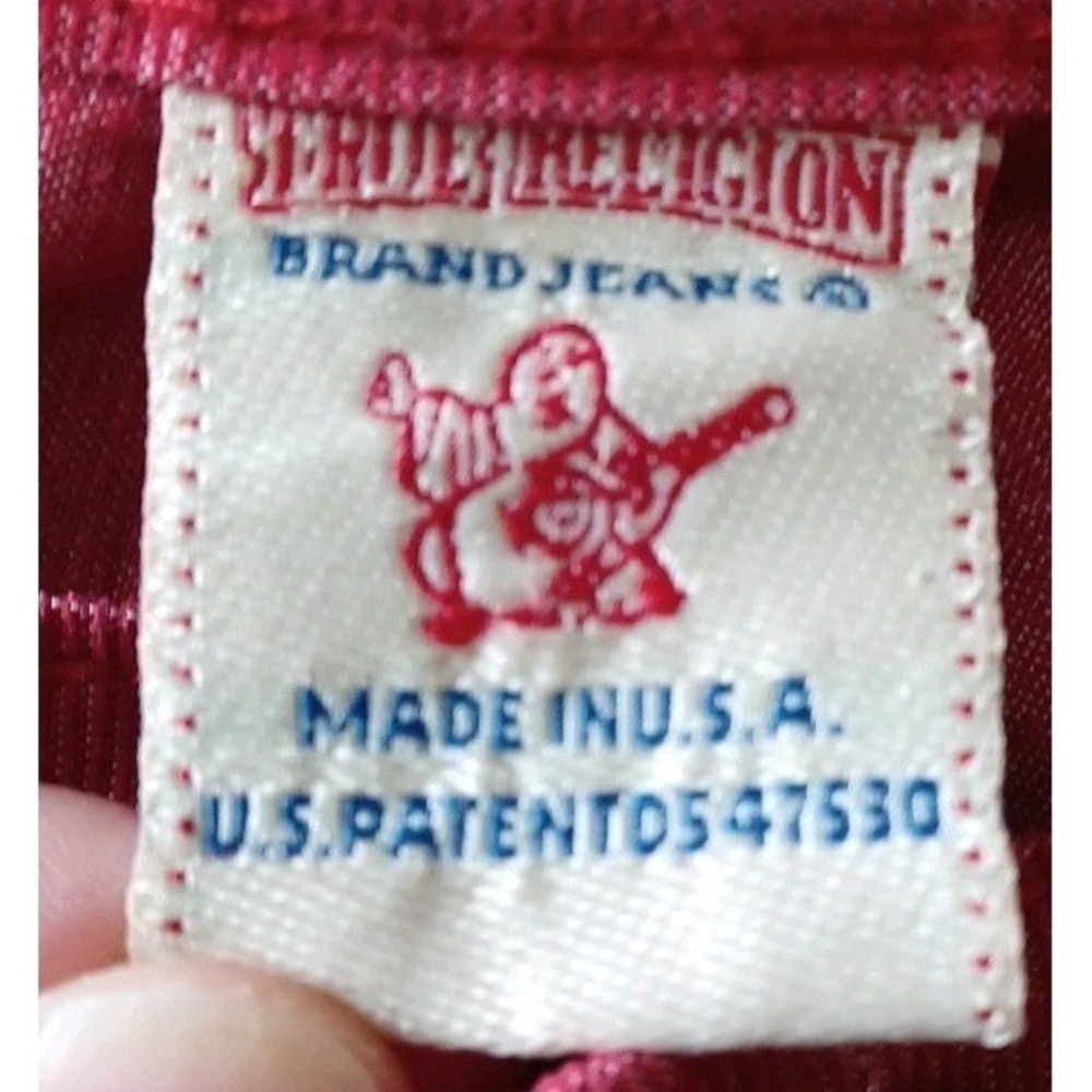 True Religion Billy Super T Mens 36x33 Red Pants Y2K Vintage - Picture 8 of 10